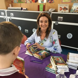 Julie Fison signing books at Ashgrove State School